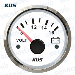 Вольтметр белый с серебристой окантовкой SS316 аналоговый 8-16 Вольт